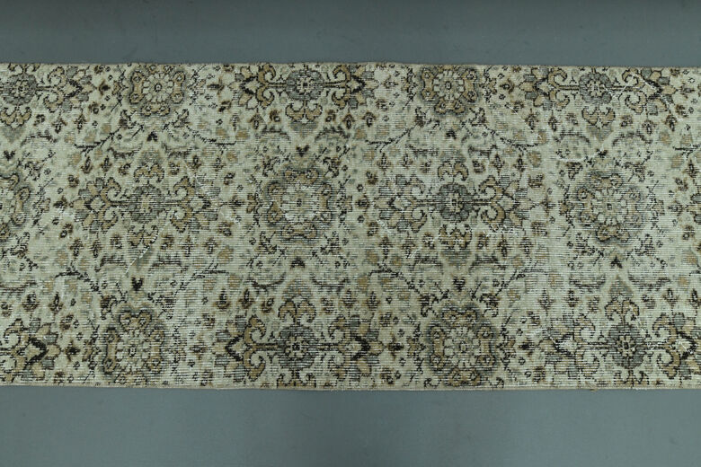 2x8, Beige Floral Turkish Oushak Runner