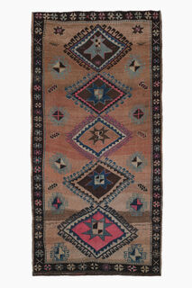 7x14, Geometric Oushak Wide Vintage Runner - Thumbnail