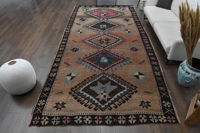7x14, Geometric Oushak Wide Vintage Runner