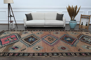 7x14, Geometric Oushak Wide Vintage Runner - Thumbnail