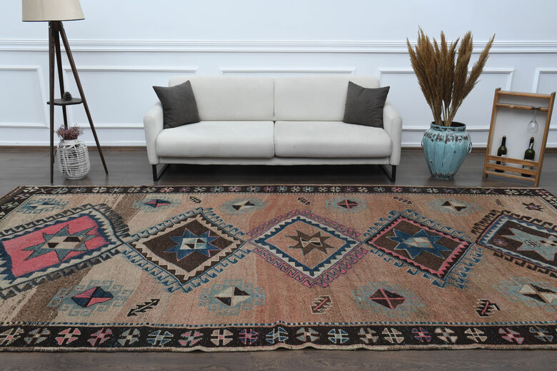 7x14, Geometric Oushak Wide Vintage Runner
