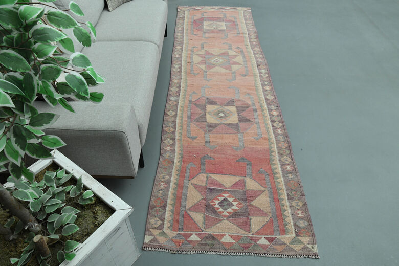 3x10, Faded Pink Vintage Anatolian Runner