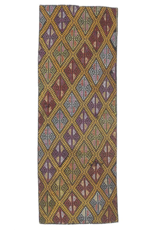 3x7 Vintage Handwoven Geometric Anatolian Runner Rug