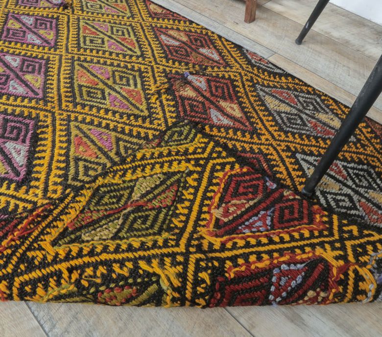 3x7 Vintage Handwoven Geometric Anatolian Runner Rug