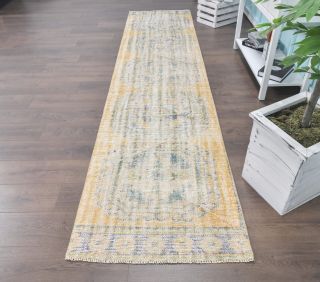 Faded Yellow Vintage Runner Rug - Thumbnail