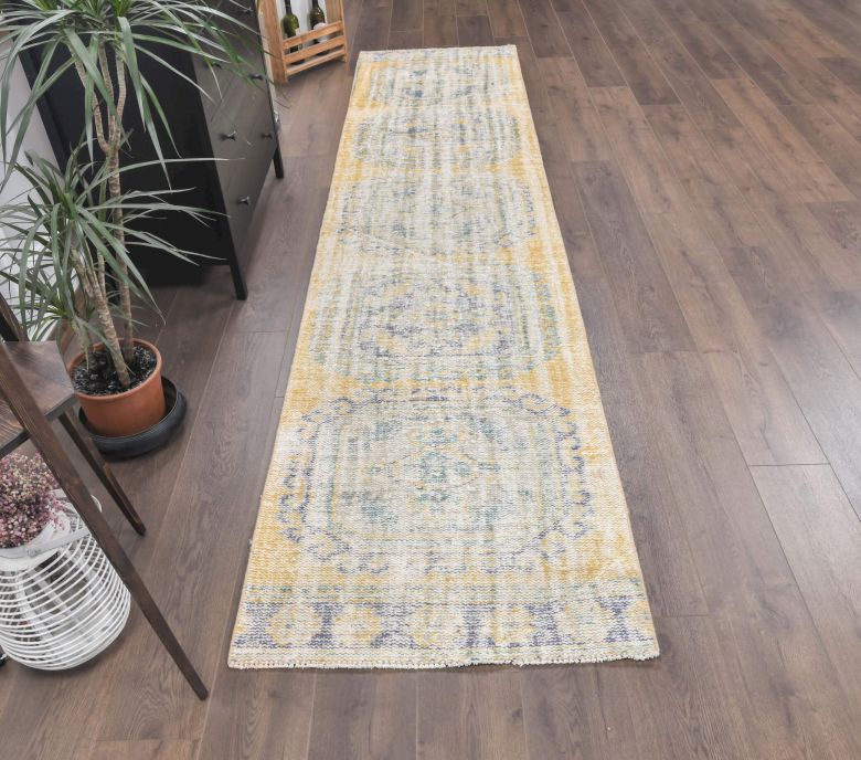Faded Yellow Vintage Runner Rug