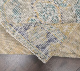 Faded Yellow Vintage Runner Rug - Thumbnail