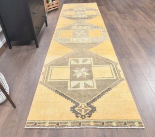 Vintage Faded Yellow Runner Rug - Thumbnail