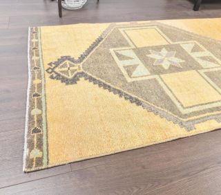 Vintage Faded Yellow Runner Rug - Thumbnail