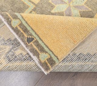 Vintage Faded Yellow Runner Rug - Thumbnail