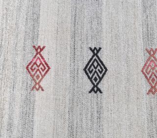 Vintage White Kilim Runner Rug - Thumbnail