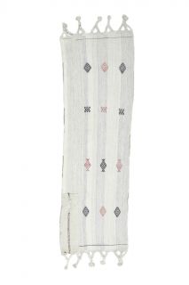 Vintage White Kilim Runner Rug - Thumbnail