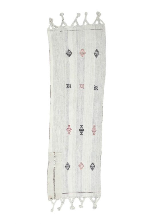 Vintage White Kilim Runner Rug