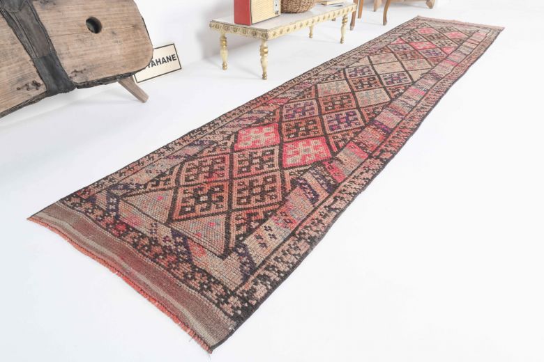 Hand-Knotted Vintage Runner Rug