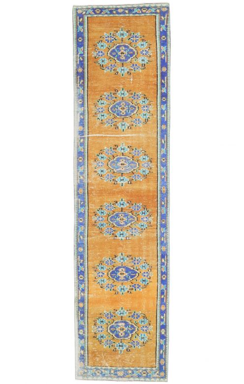 Turkish Vintage Hallway Runner Rug