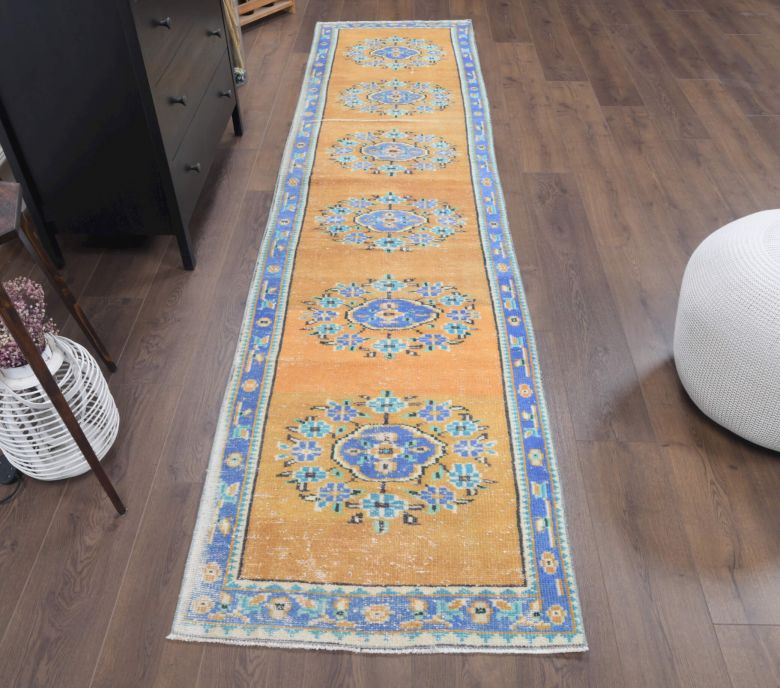 Turkish Vintage Hallway Runner Rug