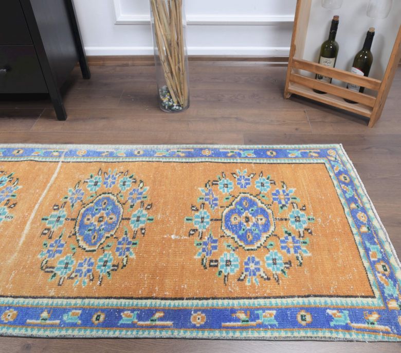 Turkish Vintage Hallway Runner Rug