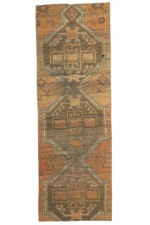 Muted Colored Vintage Runner Rug - Thumbnail