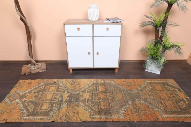 Muted Colored Vintage Runner Rug