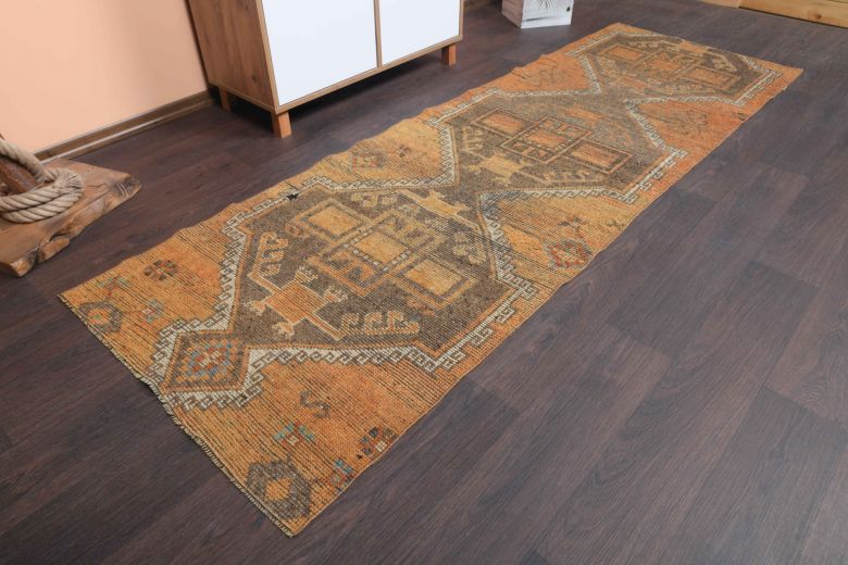 Muted Colored Vintage Runner Rug