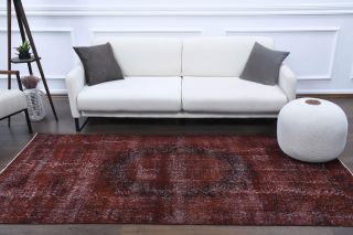 Vintage Dark Red Rug - Thumbnail