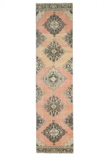 Salmon Colored Vintage Runner Rug - Thumbnail