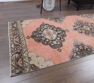 Salmon Colored Vintage Runner Rug - Thumbnail