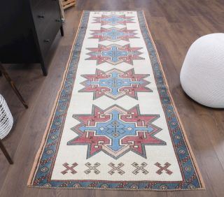 Boho Vintage Runner Rug With Pastel Tones - Thumbnail