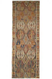 Cacim Long & Wide Flatweave Kilim Runner - Thumbnail