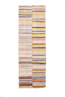 Colorful Flatweave Vintage Runner Rug - Thumbnail