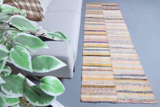 Colorful Flatweave Vintage Runner Rug - Thumbnail