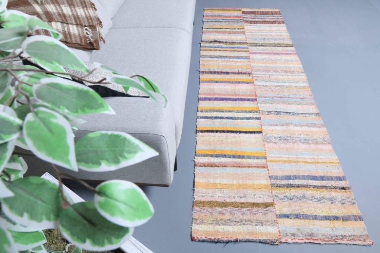 Colorful Flatweave Vintage Runner Rug