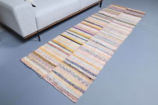 Colorful Flatweave Vintage Runner Rug - Thumbnail