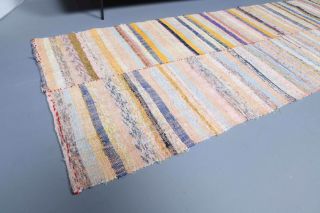 Colorful Flatweave Vintage Runner Rug - Thumbnail