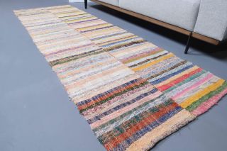 Colorful Flatweave Vintage Runner Rug - Thumbnail