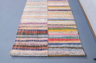 Colorful Flatweave Vintage Runner Rug - Thumbnail