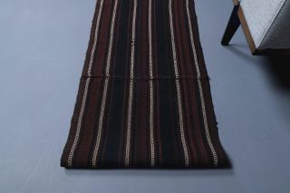 Dark Brown & Black Kilim Runner Rug - Thumbnail