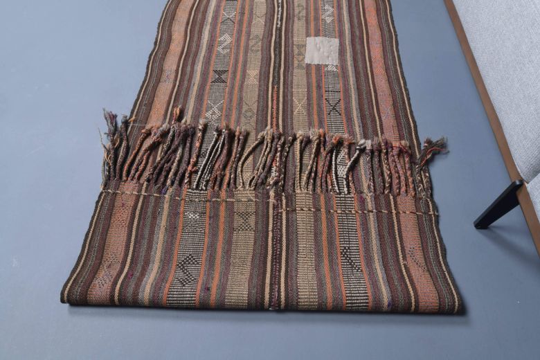 Brown Kilim Vintage Runner Rug