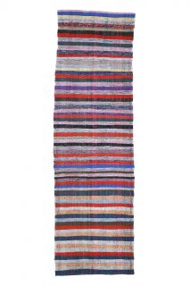 Stiped Colorful Vintage Runner Rug - Thumbnail