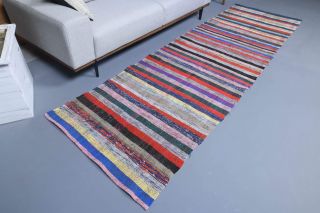 Stiped Colorful Vintage Runner Rug - Thumbnail