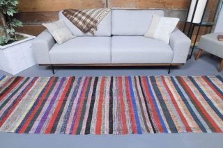 Stiped Colorful Vintage Runner Rug - Thumbnail