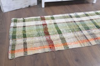 Flatweave Striped Vintage Runner Rug - Thumbnail