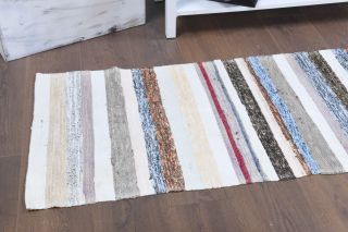 Striped Kilim Vintage Runner Rug - Thumbnail