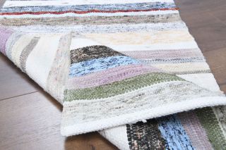 Striped Kilim Vintage Runner Rug - Thumbnail