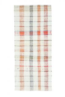 White Kilim Vintage Runner Rug - Thumbnail