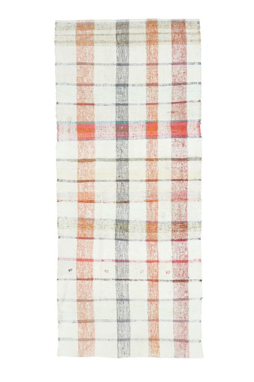 White Kilim Vintage Runner Rug