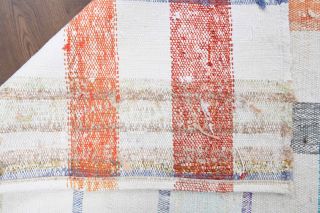 White Kilim Vintage Runner Rug - Thumbnail