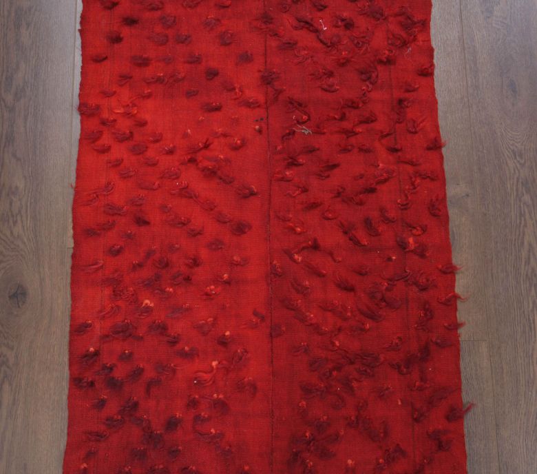 Red Overdyed Kilim Runner Rug