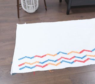 White Vintage Runner Rug - Thumbnail