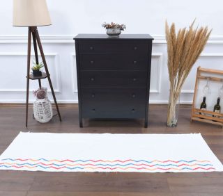 White Vintage Runner Rug - Thumbnail